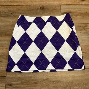 Loudmouth Golf Skort SZ 10 Purple White Diamond Argyle Skirt Shorts